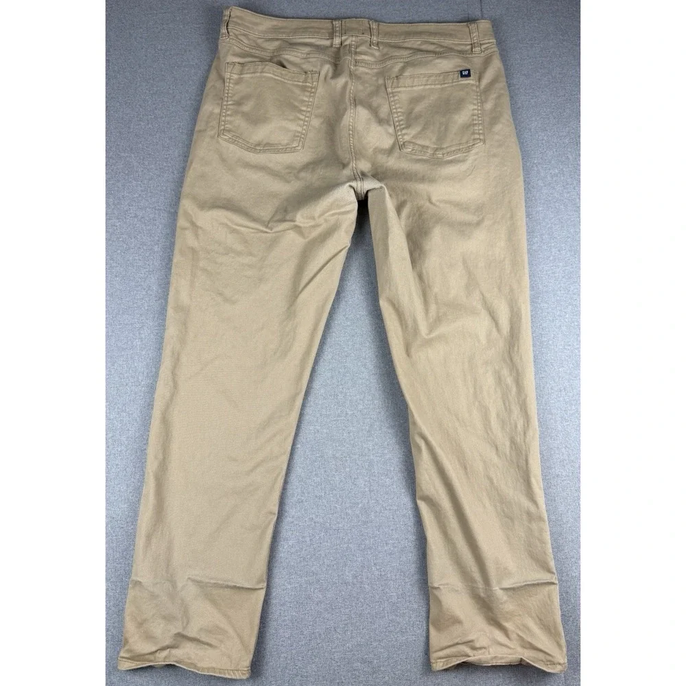 Gap 5 Pocket Pants Mens 38x30 Khaki Tan Slim Fit Stretch Twill Chino
